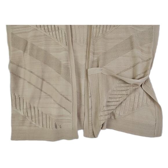 Chico's ~Woman S/M~ Beige/Tan Knit Short Sleeve Kimono Open Front Cotton Blend. - Picture 11 of 11